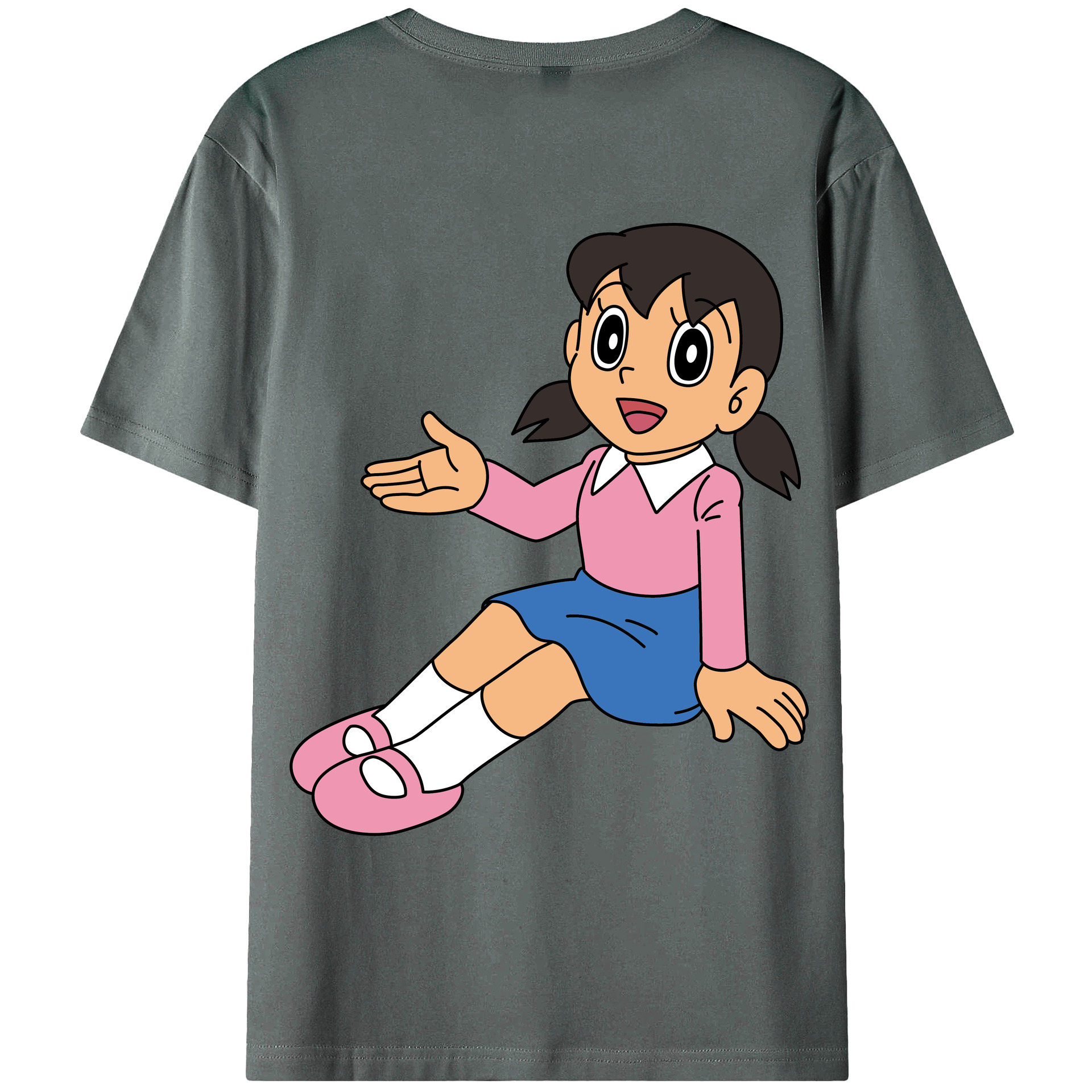 （画像用） ドラえもん みなもと しずか Doraemon Shizuka Minamoto 綿100％ メンズ半袖Tシャツ（バックプリント） 通気性
